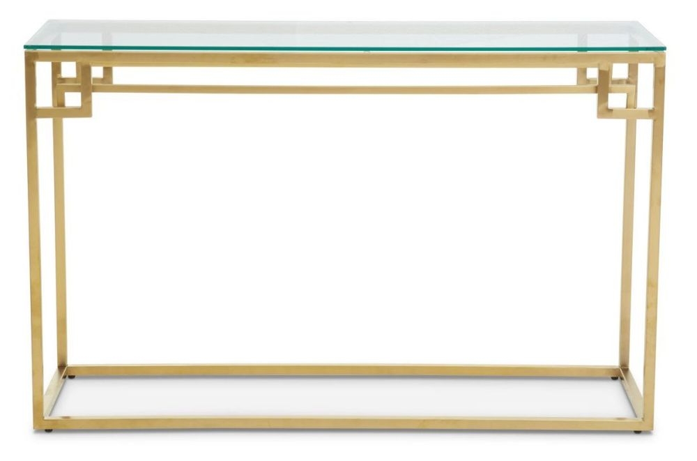 Kyra Glass Top And Brushed Gold Console Table