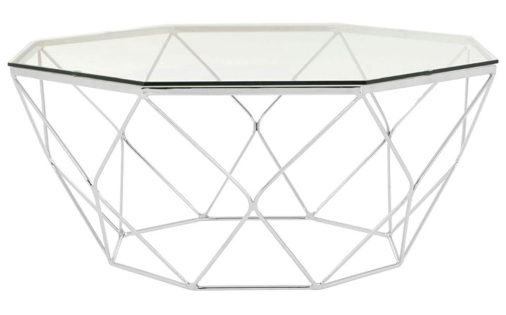 Kyra Glass Top And Chrome Octagonal Coffee Table