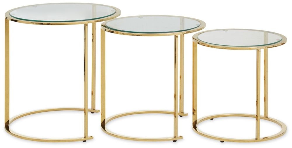 Kyra Glass Top And Gold Nest Of Table Set Of 3