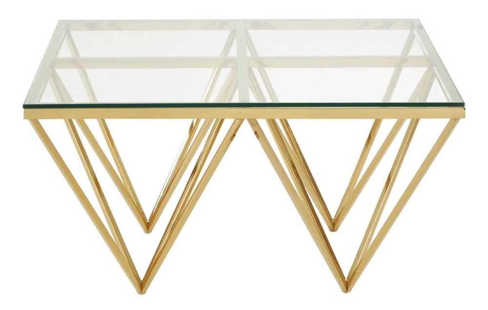 Kyra Glass Top And Gold Spike Base Coffee Table