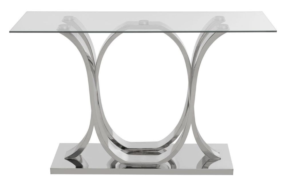 Kyra Glass Top And Silver Curved Base Console Table