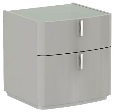 Sabron Cashmere High Gloss 2 Drawer Bedside Cabinet With Grey Glass Top Clearance Fss14279