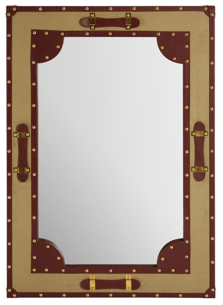 Radlett Canvas Wall Mirror With Leather Trim