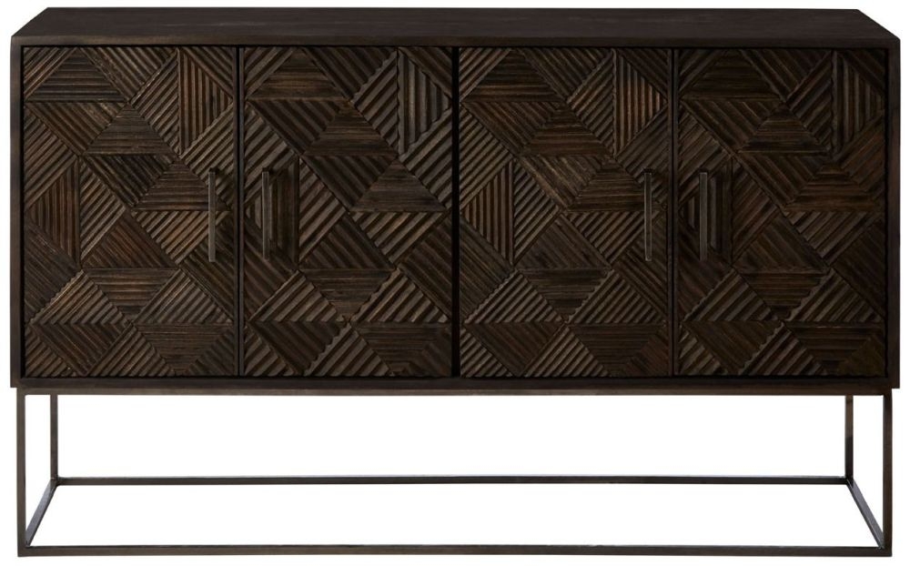 Santa Fe Grey Mango Wood 4 Door Sideboard