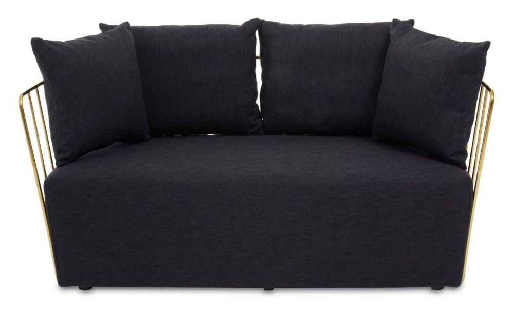 Celia Black 2 Seater Sofa Fabric Upholstered