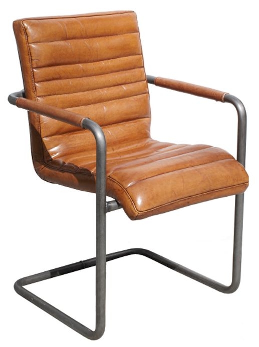 Chicago Brown Buffalo Leather Swing Dining Armchair Sold In Pairs