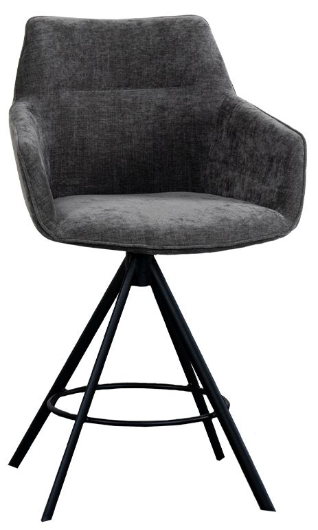 Johnson Crown Anthracite Fabric Rotating Barstool Sold In Pairs