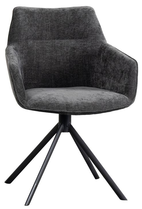 Johnson Crown Anthracite Fabric Rotating Dining Chair Sold In Pairs