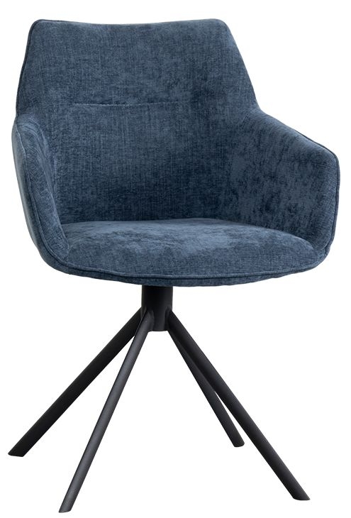 Johnson Crown Blue Fabric Rotating Dining Chair Sold In Pairs
