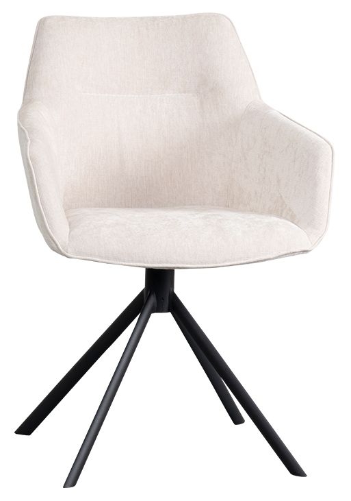 Johnson Crown Ecru Fabric Rotating Dining Chair Sold In Pairs