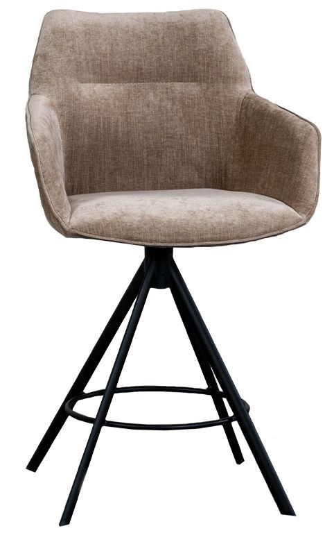 Johnson Crown Sand Fabric Rotating Barstool Sold In Pairs