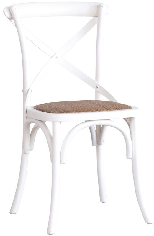Old White Cross Back Dining Chair Sold In Pairs