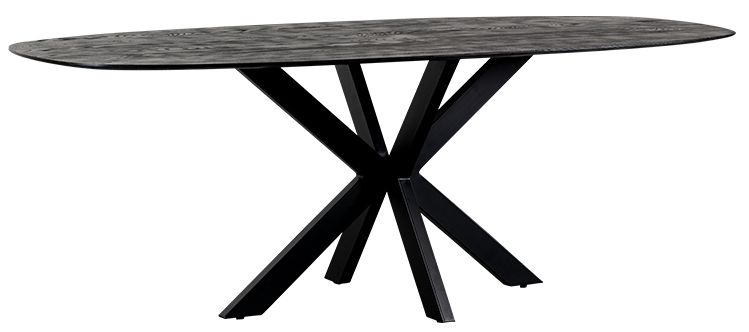 Kinsley Black Oak 220cm Oval Dining Table With Spider Legs
