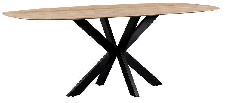 Kinsley Natural 220cm Oval Dining Table With Black Spider Legs