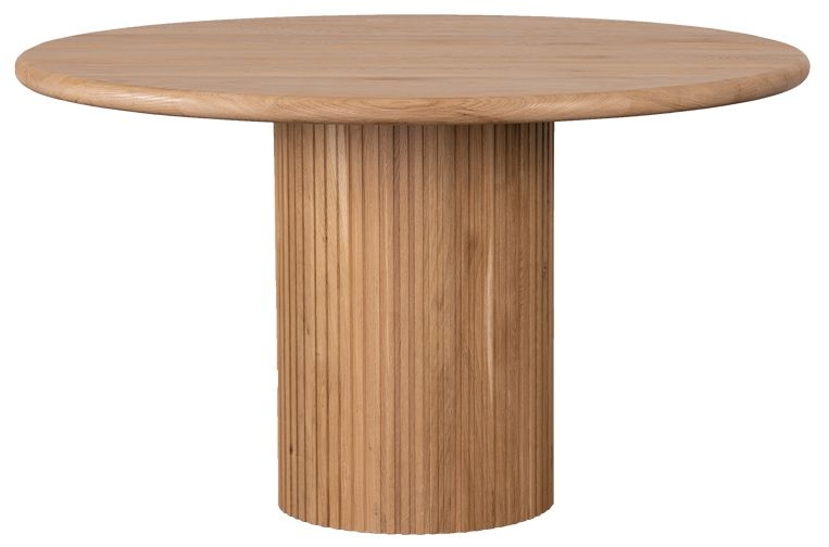 Wilmington Natural Oak 130cm Round Dining Table With Fluted Ribbed Drum Base