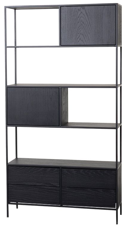 Imperial Black 2 Door 4 Drawer Shelving Unit