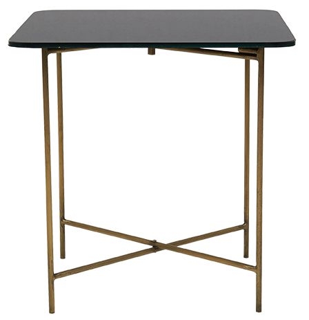 Deron Black Glass Square Side Table