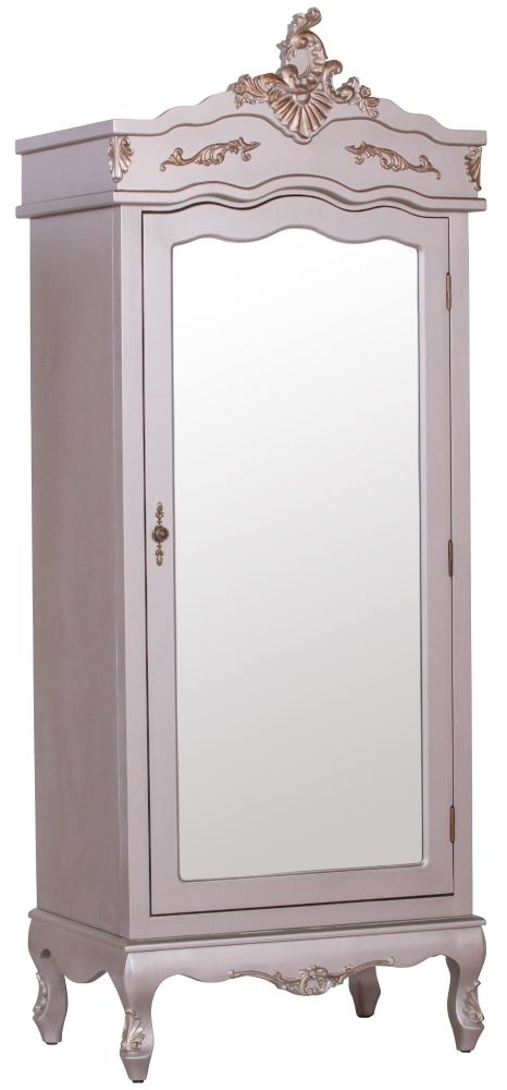 French Style Silver Mirror Armoire Wardrobe 1 Door