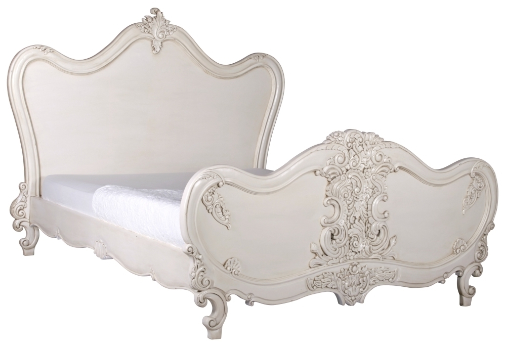 Ornate Distressed Ivory 5ft King Size Bed