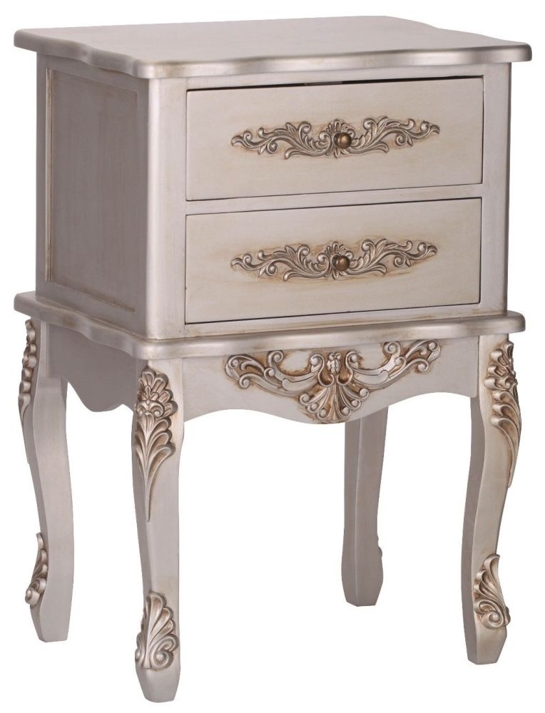 French Style Antique Silver Bedside Table
