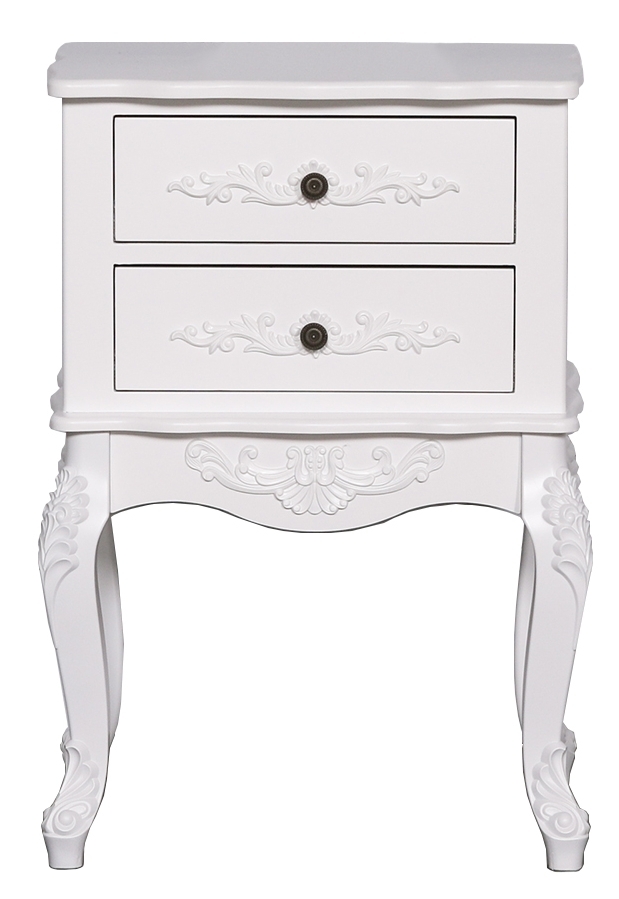 French Style White Bedside Table