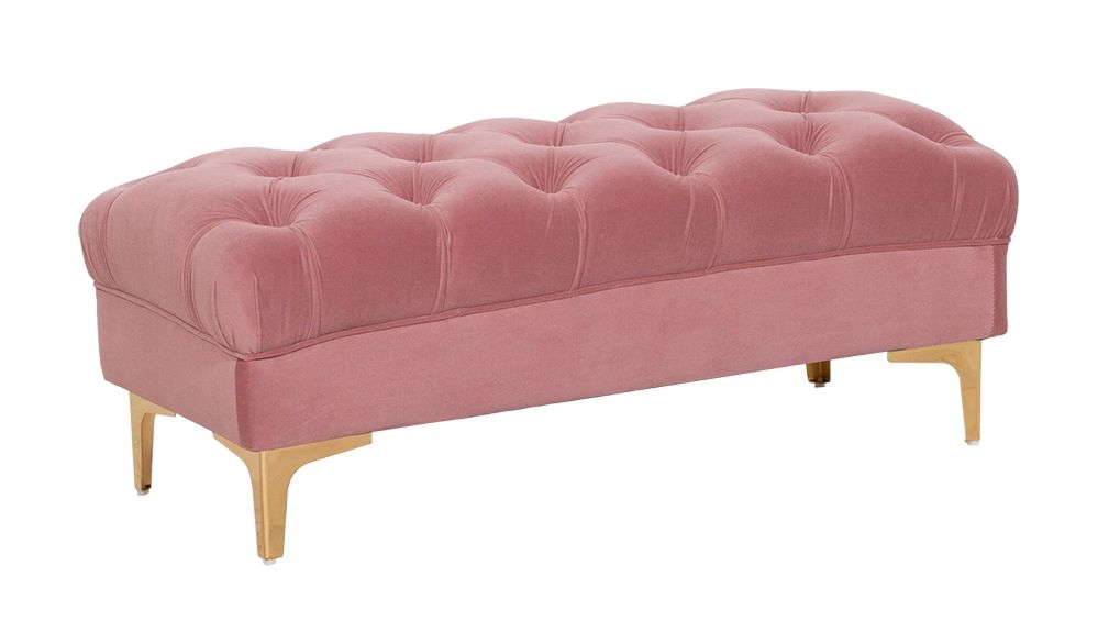 Pink Velvet Tufted Ottoman Bench