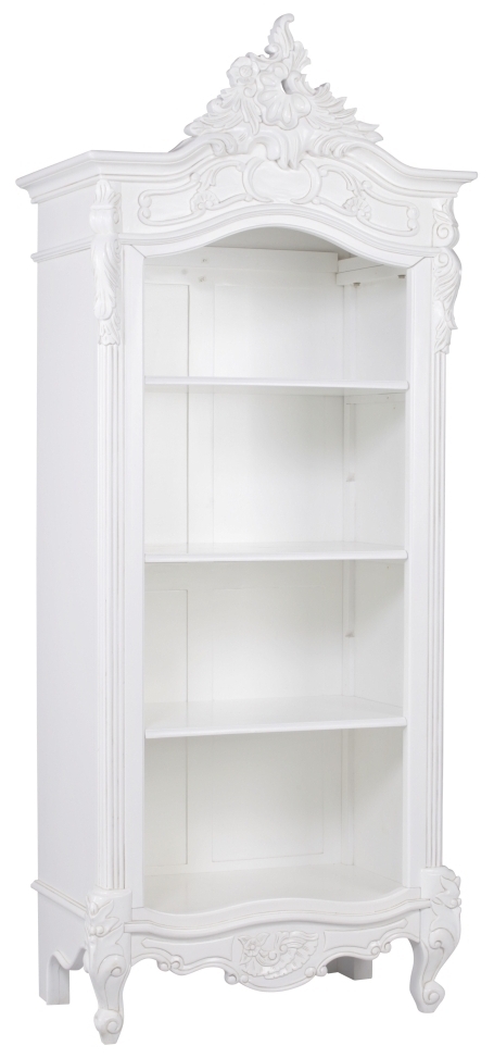 French White Carved Bookcase