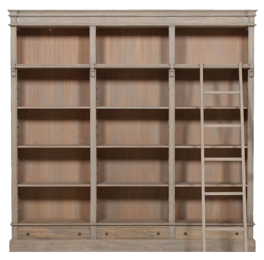 Rustic Wooden Bookcase With Ladder
