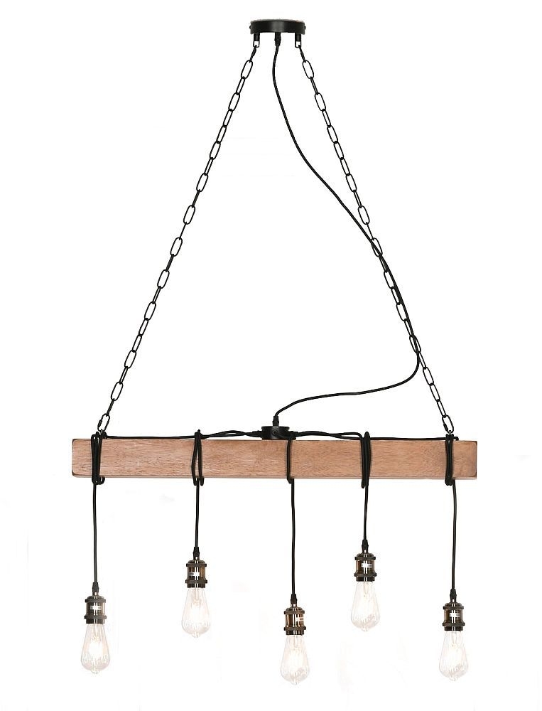 Industrial Style Wooden Ceiling Light