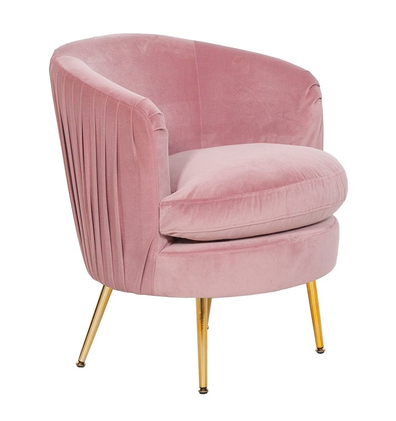 Pink Pleated Velvet Tub Chair