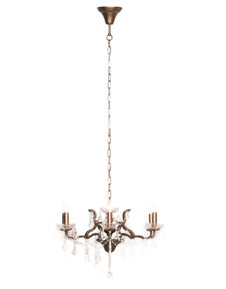 French Style Antique Gold 6 Branch Shallow Cut Glass Chandelier