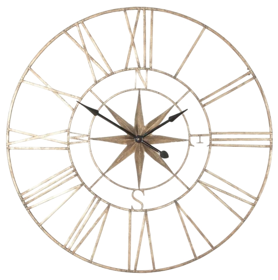 Extra Large Rustic Metal Compass Wall Clock 120cm X 120cm