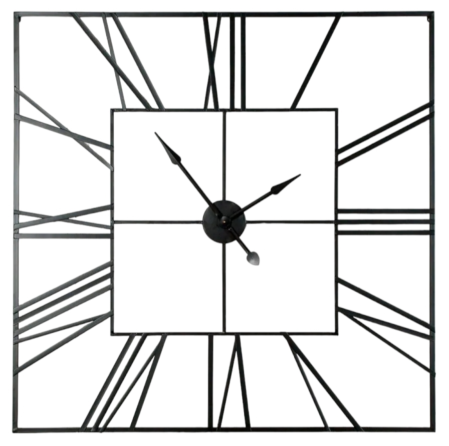 Extra Large Black Square Metal Wall Clock 120cm X 120cm