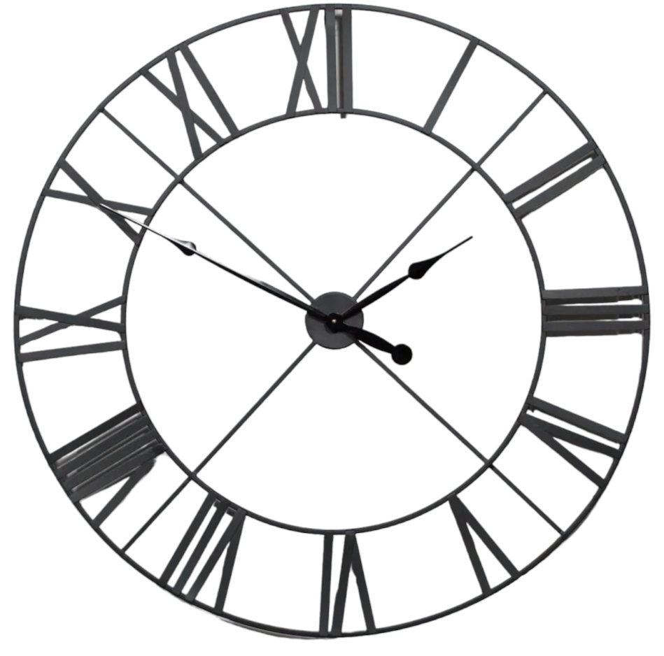 Black Metal Wall Clock 110cm X 110cm