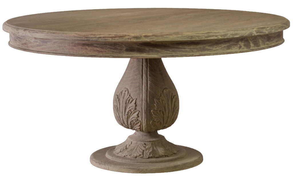 Rustic Washed 6 To 8 Seater Round Acorn Dining Table 150cm