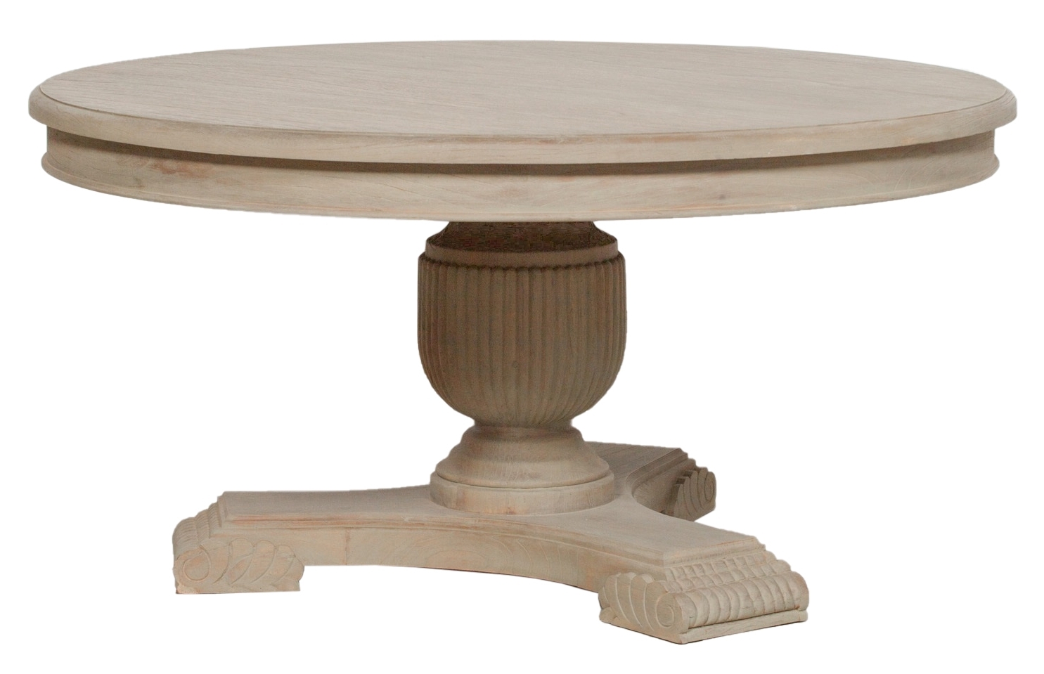 Rustic White Cedar 6 To 8 Seater Round Pedestal Dining Table 150cm