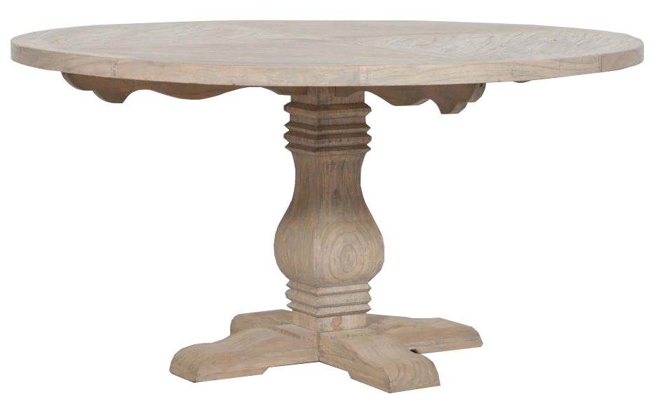 Rustic White Cedar 6 To 8 Seater Round Pedestal Dining Table 151cm