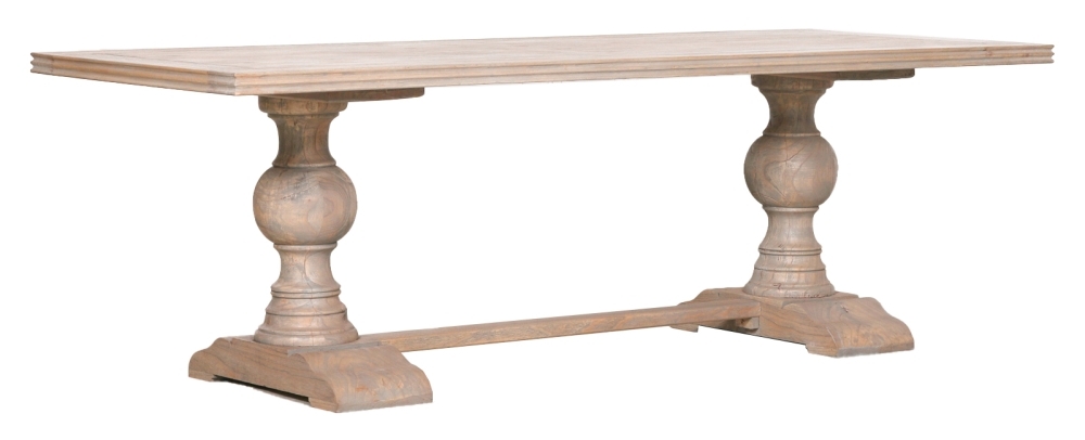 Rustic White Cedar 10 Seater Double Pedestal Dining Table 240cm