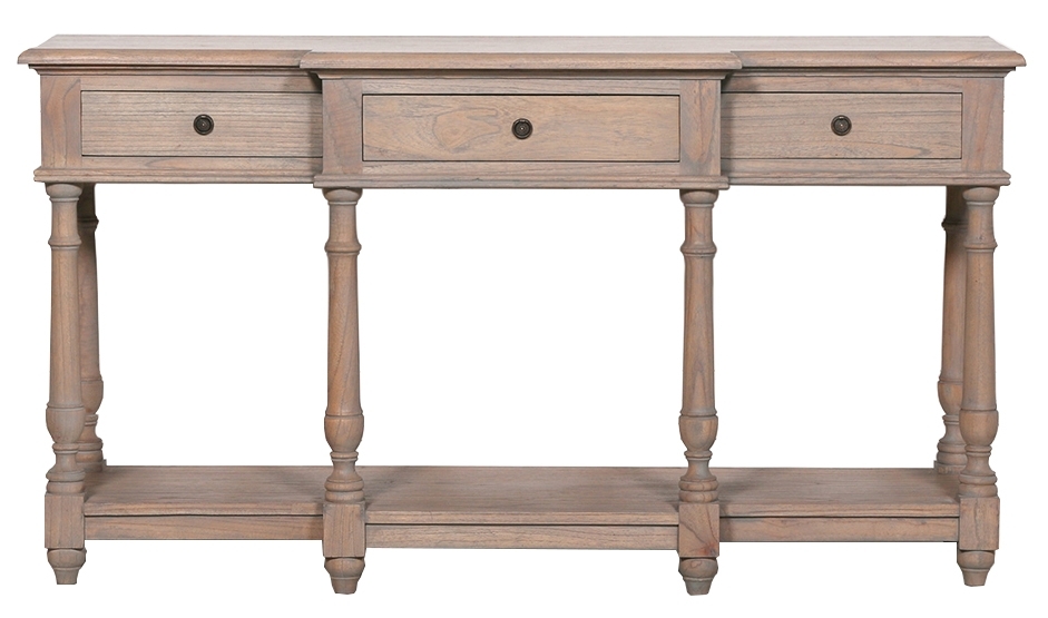 Rustic Breakfront 3 Drawer Console Table