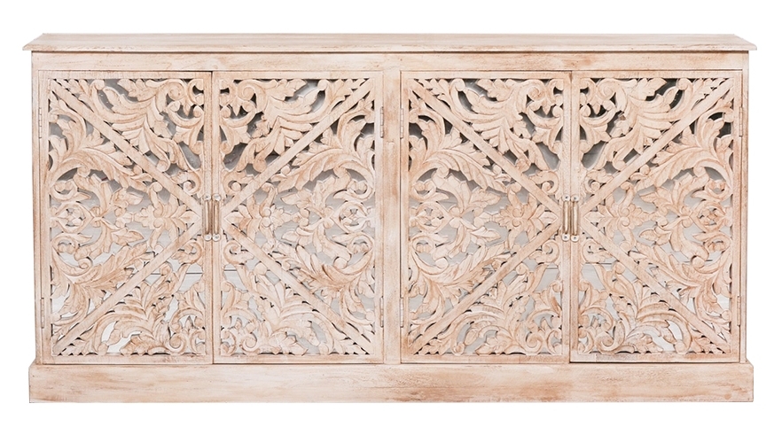 Ornate Wooden Carved 4 Door Sideboard