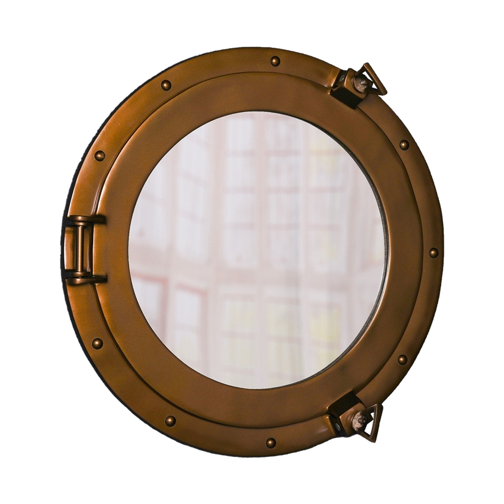 Antique Brass Port Hole Round Mirror 435cm X 435cm