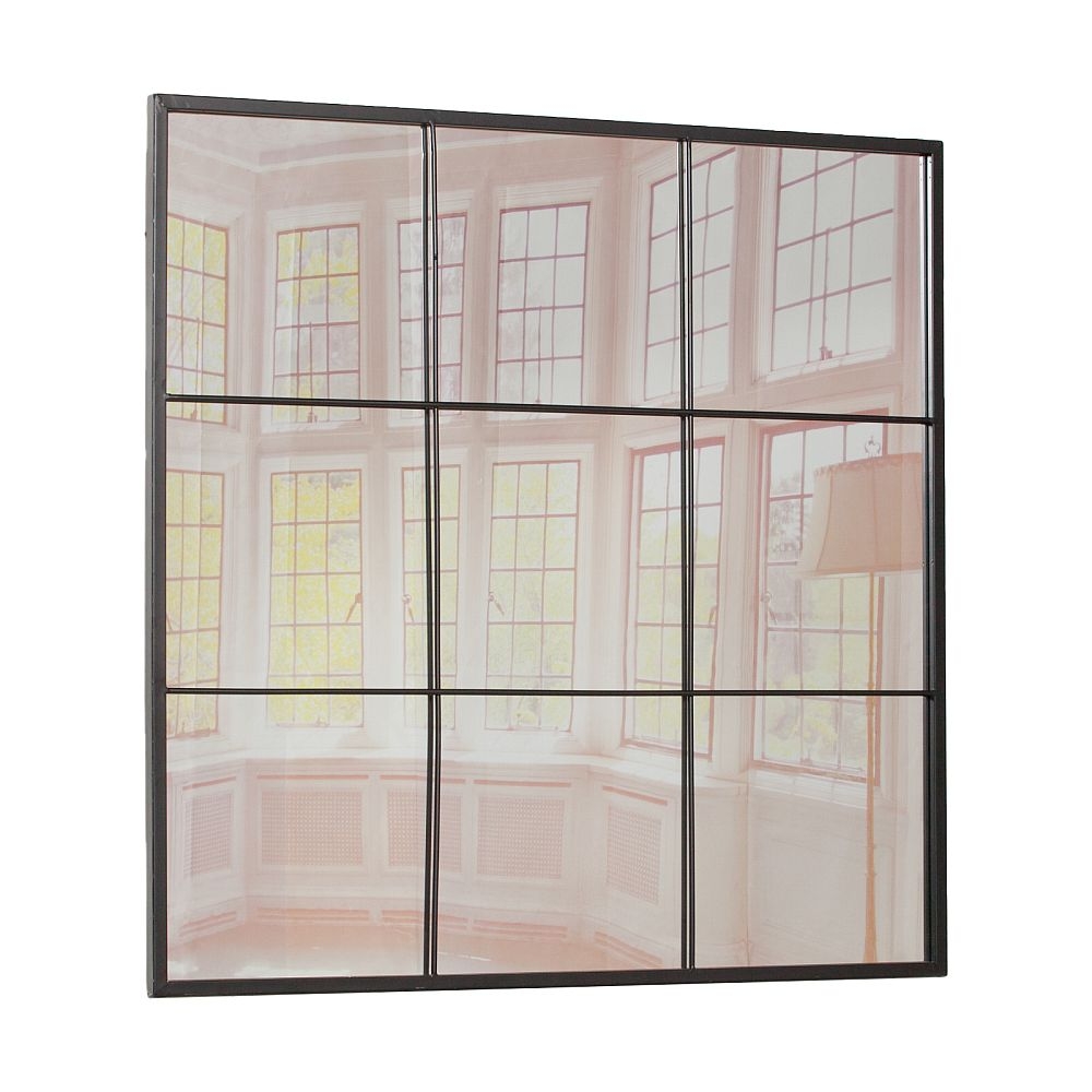 Black Square Metal Window Mirror 90cm X 90cm