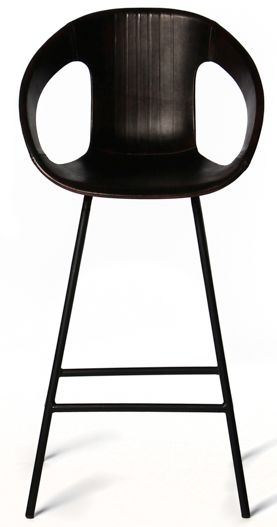 Atelier Vintage Black Leather Barstool Sold In Pairs