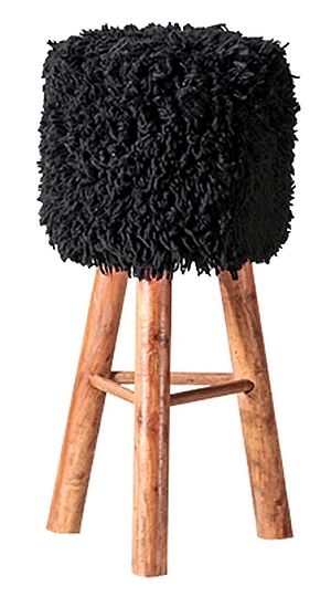 Black Wool Round Barstool Sold In Pairs