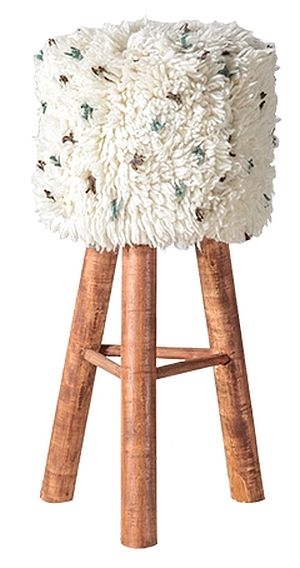 Boheme White Wool Round Barstool Sold In Pairs