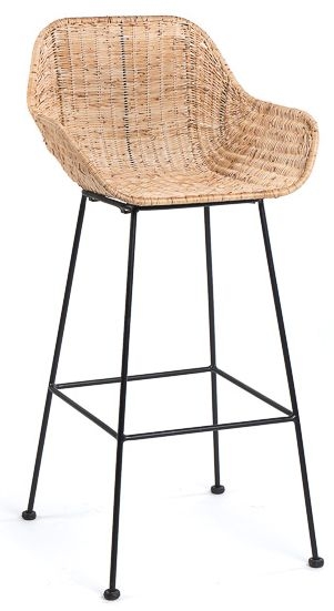 Gavella Rattan And Black Barstool Sold In Pairs