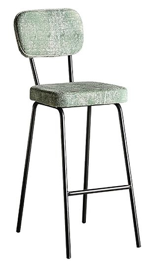 Girly Green Fabric And Black Barstool Sold In Pairs