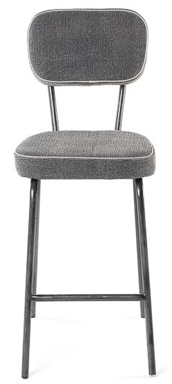 Girly Grey Fabric And Black Barstool Sold In Pairs