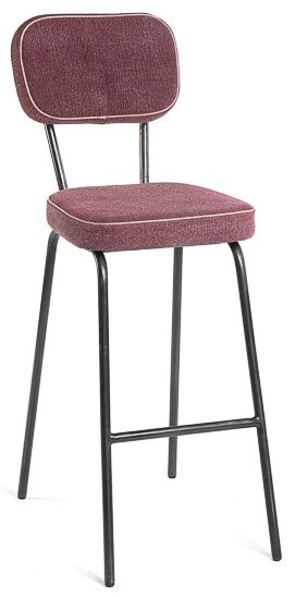 Girly Wine Fabric And Black Barstool Sold In Pairs