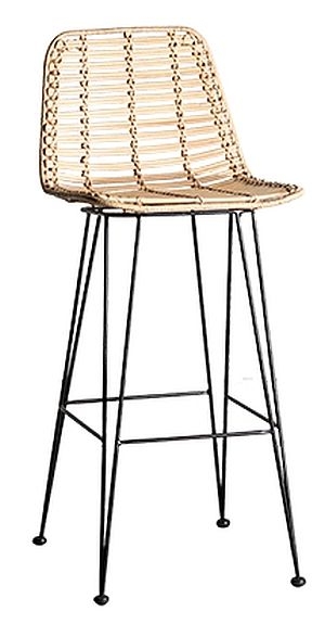 Ibiza Natural Rattan And Black Barstool Sold In Pairs